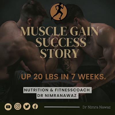 Muscle gain sucess transformation 20 lbs in 7 weeks. animation branding motion graphics
