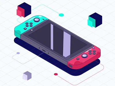 Isometric Nintendo Switch clean design gamer ill illustration illustration design isometric vintage