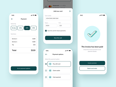 Checkout flow card details card payment checkout minimal mobile mobile app payment method payments success screen tips ui ui design