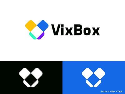 Tech box brand identity designer logo memorable minimalist modern tech box logo techno technology v tech
