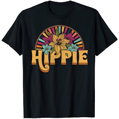 Retro Wavy Hippie 70's T-Shirt 70s adobe illustrator branding design hippie illustration logo retro shirt t shirt tshirt tshirt design tutorial ui wavy