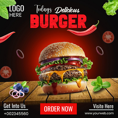 SOCIAL MEDIA ADS POST brand identity burger designer fast food food poster graphic design humburger restaurant social media post socialmedia