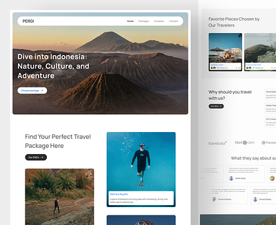 PERGI - Travel Landing Page holiday landing page travel uiux uiux design website