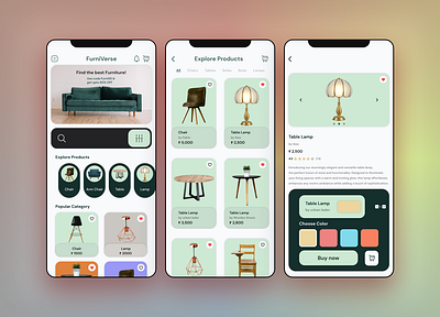 Mobile App - Furniture Ecommerce App app art branding design flat graphic design icon illustration illustrator logo logo design minimal typography ui ux vector web website