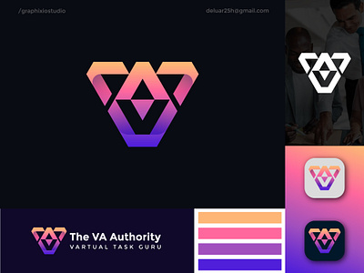 Letter VA logo Design, Modern, Business, Logo app app logo authority branding business business logo design gradient logo graphic design icon illustration letter logo logo logo design tech logo technology ui va logo visual