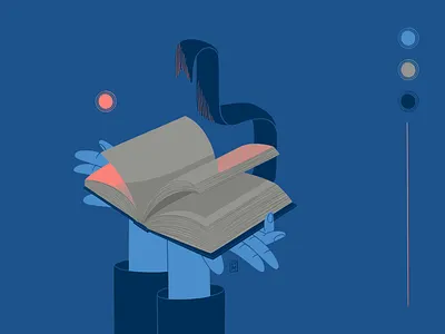 Open book blue book charachter design illustration procreate reading