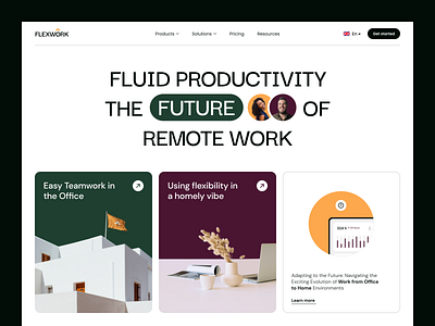 Flexwork clean green home marketing product remote trend ui ux web work yellow