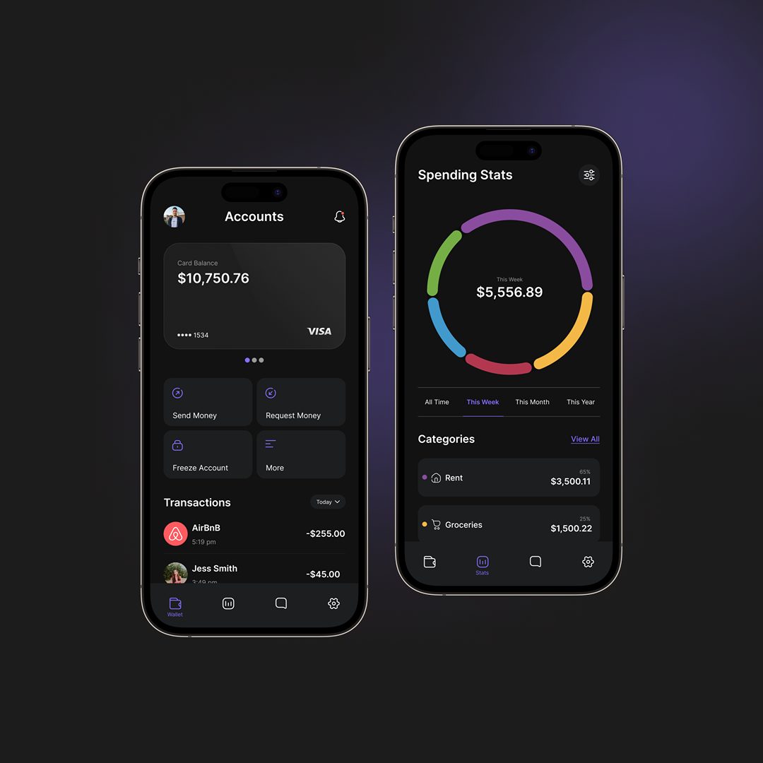 Banking App Design app bank banking app dark mode design finance finance app fintech fintech app mobile ui ux