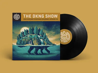 The DKNG Show (Episode 50) adventures in design dan kuhlken dinosaur dkng dkng studios illustration mark brickey mockup nathan goldman podcast stegosaurus vinyl