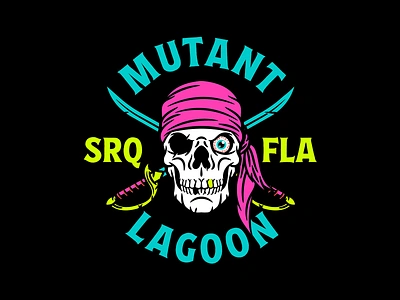 Mutant Lagoon - Jolly Roger art beach drawing florida illustration ocean pirate pirates salt life salt water skeleton skull sword vacation water