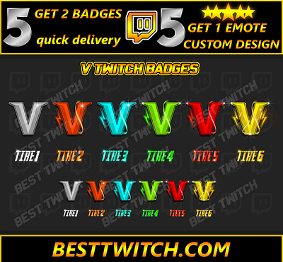 V letter twitch discord viewer sub badges ! BestTwitch vip badges twitch