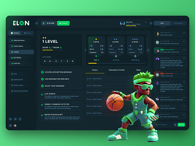 Casino: Loyalty Program 3d basketball bet betting bonus cash casino crypto casino design football gambling illustration interface loyalty program project sport ui ux web design