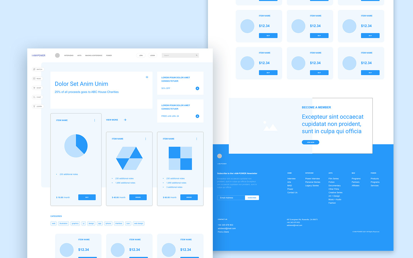 I-AM-POWER • SHOP adobe xd desktop ui ux wireframes