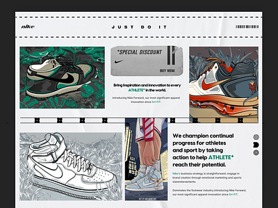 Nike - News paper / Megazine Website athlete shoe branding design dri fit illustration landing minimal news paper nike nike blog nike landing page nike megazine nike sneakers nike website ui uidesign