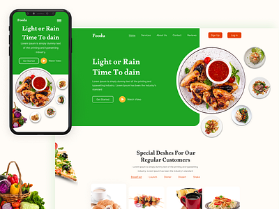 Restaurant Site (Foodu) colorpalette foodmenu foodwebsite illustration minimaldesign responsivedesign restaurantdesign typography uiux webdesign