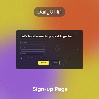 DailyUI #1 Sign-up Page challenge dailyui dailyuichallenge ui