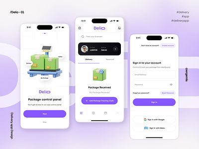 Delio - Shipping app branding delivery delivery app delivery app design design illustration inspiration logo parcel parcel app ship shipping shipping app ui ui design ux ux design web