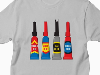 All The Glues glenn jones glennz illustration illustrator superglue superhero tee tshirt vector