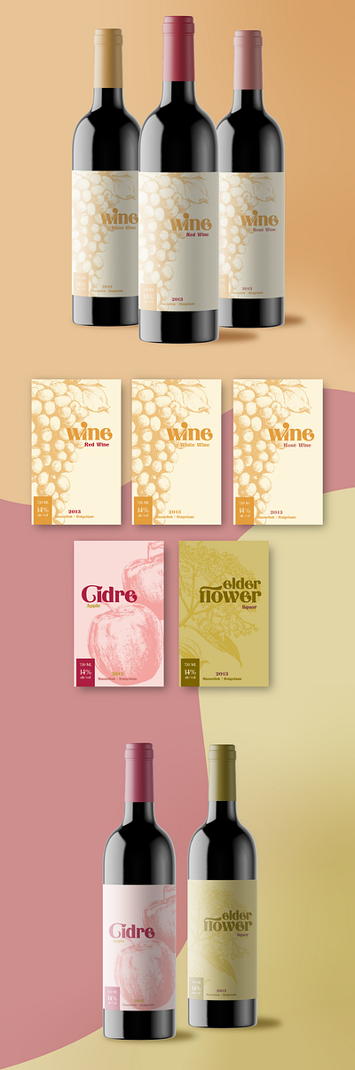 Elegant Wine and Spirits Labels branding graphic design labels mockups