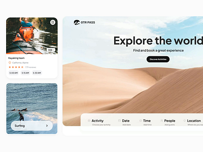 OTR - Travel and Activity platform activity booking minimalistic platform travel ui uiux ux web website