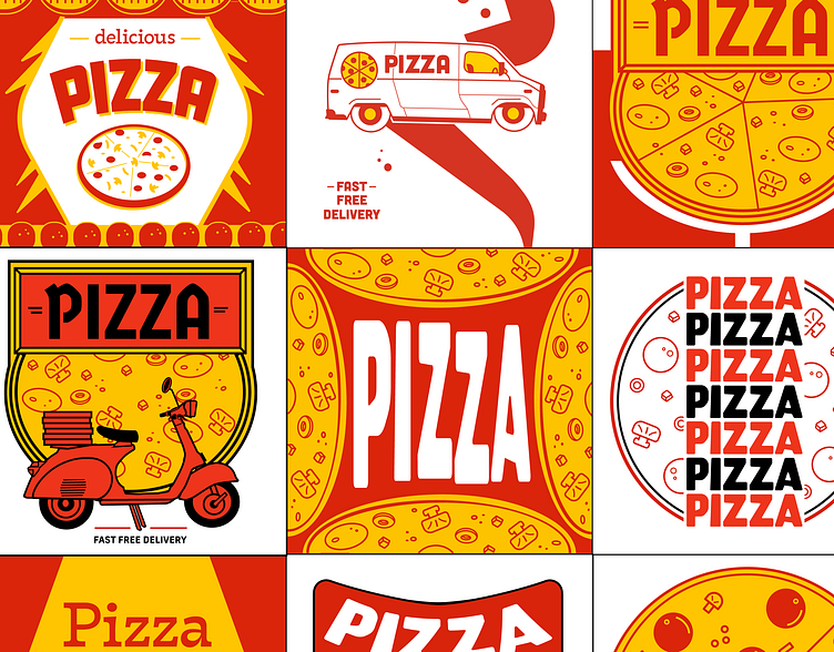 Pizza Box Art Grid by Richard Mullins on Dribbble