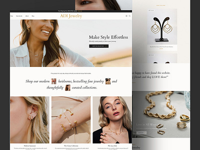 ADI Jewelry - Modern Jewelry Landing Page Website brand branding clean design flat graphic design illustration jewelry logo minimal mockup photoshop ui uiux design ux web design website