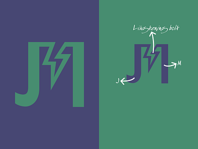 M, J and lightening bolt monogram j lightening bolt logo logo design m minimalist monogram