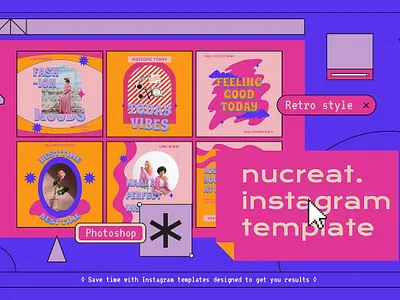Retro 90s Instagram Template - Nucreat branding instagram instagram banner instagram post instagram post template instagram posts instagram posts template instagram stories instagram stories template instagram story instagram story template instagram template instagram templates social media social media banner social media pack social media templates socialmedia stories ui