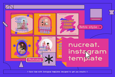 Retro 90s Instagram Template - Nucreat branding instagram instagram banner instagram post instagram post template instagram posts instagram posts template instagram stories instagram stories template instagram story instagram story template instagram template instagram templates social media social media banner social media pack social media templates socialmedia stories ui