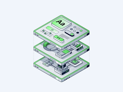 Athlos Tech Stack button chart cloud computer control custom data game gaming graph illustration mobile platform remote slider stack switch type typography ui