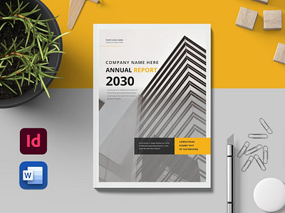 Annual Report Template Word & INDD a4 annual annual report annual report brochure annualreport bifold brochure booklet brochure business brochure business proposal catalog catalogue company profile flyer indesign lookbook pitch pitchdeck proposal trifold