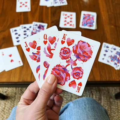 The physical deck! card game custom art daisy deck of cards design drawing flowers game art game design illustration jordan kay limited color magical nature noise peony playing cards psychedelic texture trippy