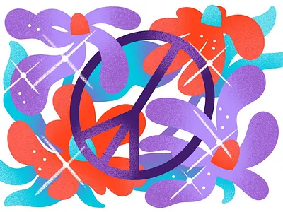 Peace Love & Understanding Brother 1960s 1970s art daisies floral flowers gradient hippie illustration jordan kay limited color limited palette packaging peace psychedelic sparkles stars symbol texture trippy