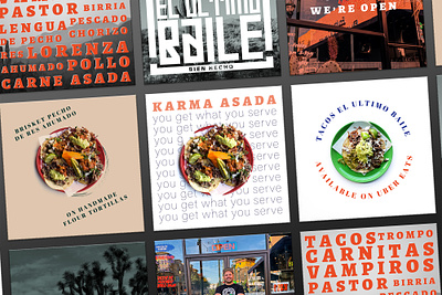 Social Media Rebrand: Tacos El Ultimo Baile branding design food food designs graphic design graphics instagram local local business logo photography social media taocs typography vector