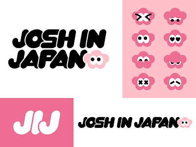Josh In Japan logo branding cherry blossom design flower illustration japan logo pink sebm vector