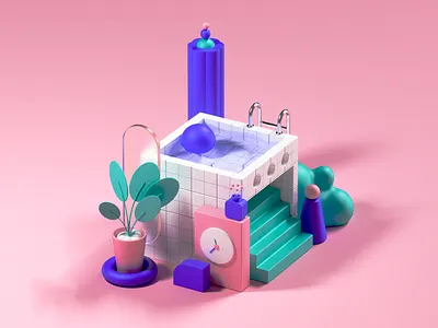 Pool 3d 3dillustration branding design geometric graphic design illustration inspiration isometri ui