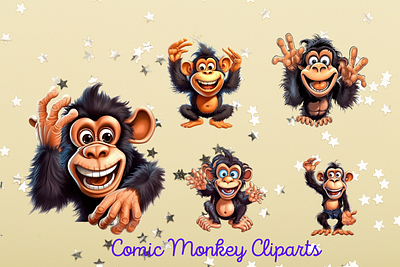 Comic Monkey watercolor clip-arts clipart comic monkey monkey clipart watercolor