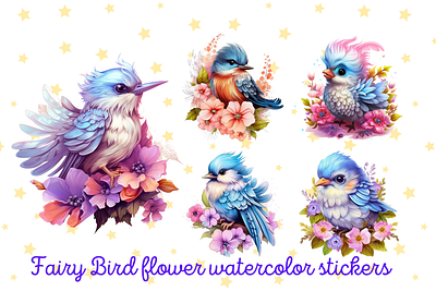 Fairy Bird Flower watercolor clipart cliparts fairy bird cliparts fairy birs