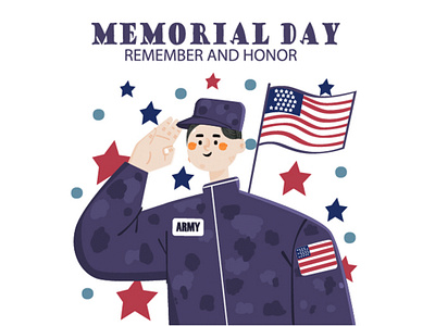 USA Memorial Day Illustration america army cemetary day flag holiday illustration memorial military soldier vector veteran