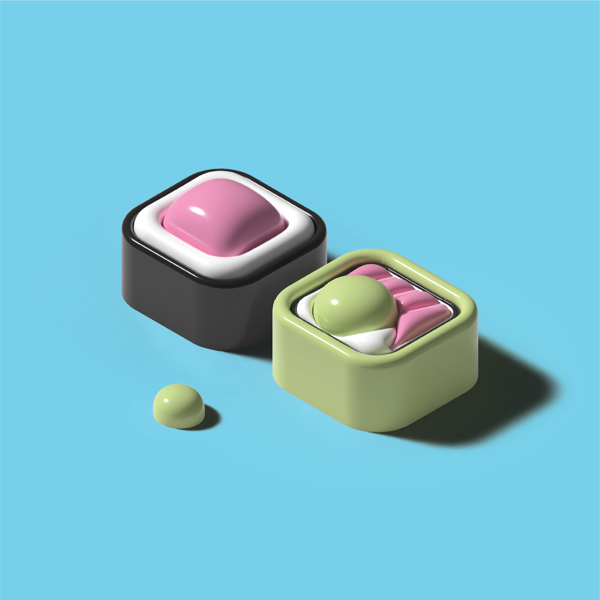 3D Sushi and Wasabi 3d 3d art 3d model adobe illustrator restaurant sushi visual art