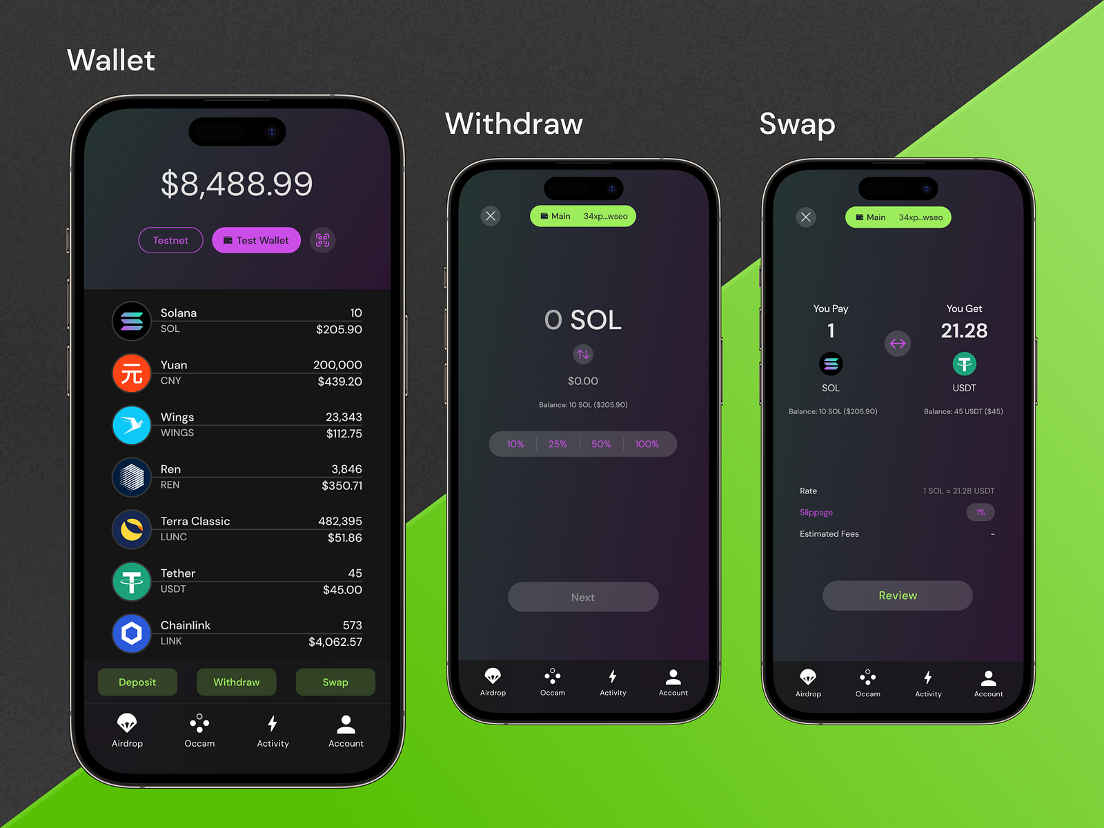 Occam Cryptocurrency Wallet by Kent Wilson on Dribbble