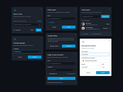 Example of modals - Riddle UI dashboard design design system figma figma design modal modals payments product design ui ui kit ui library ui ux design ux web web design