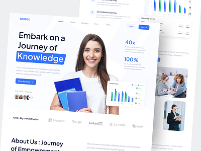 Edurise - Learning Management System Landing Page campus clean conference course e learning education elearning homepage landing page learning app learning management system learning platform lms online course online learning ui uiux ux web design website