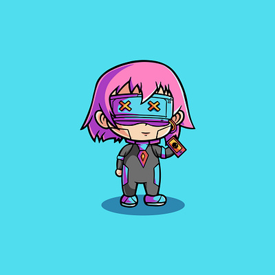 Cute Little Girl with Cyberpunk Style illustration cyberpunk illustration graphic design kawaii ui