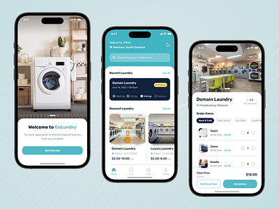 GoLundry - Laundry Service App clean cleanup clothes delivere dirty clothes find laundry find service hoodie jeans laundry location maps minimal mobile app order pickedup search service t shirt uiux