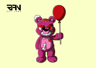 Cute evil teddy bear cartoon mascot character design cartoon character cartoon style cute mascot cute teddy bear evil teddy bear mascot merchaindise t shirt teddy bear