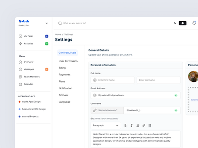 Settings page- Dash's Design System branding dashbaord mobile product setting page settings typography ui uidesign user inteface userexperience userinterface ux web