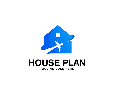 House plan logo design template aircraft