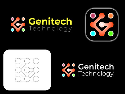 Genitech Technology Logo Concept 3d logo a b c d e f g h i j k l m n o p apps logo brand identity branding branding logo company logo graphic design icon logo inspiration mark minimalist logo modern logo typographic logo vector