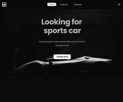 Sports car Landing page design graphic design landing page design logo ui ux